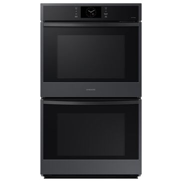 Samsung 30" Double Electric Wall Oven with Convection and Steam Cook in Matte Black Steel, , large