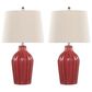LumiSource Rockwell Table Lamp in Glossy Brick Red and Polished Nickel (Set of 2), , large