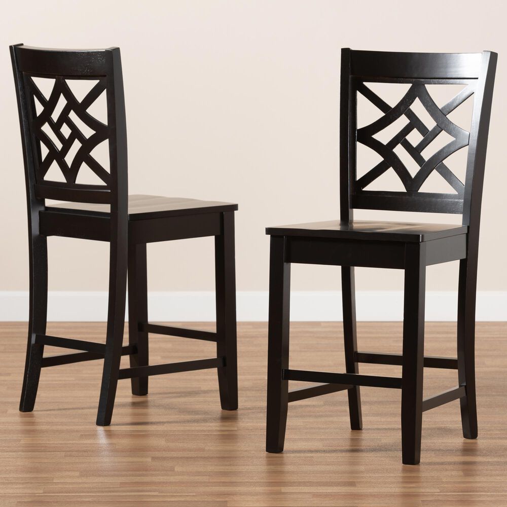 Baxton Studio Nicolette Counter Stool in Dark Brown (Set of 2), , large