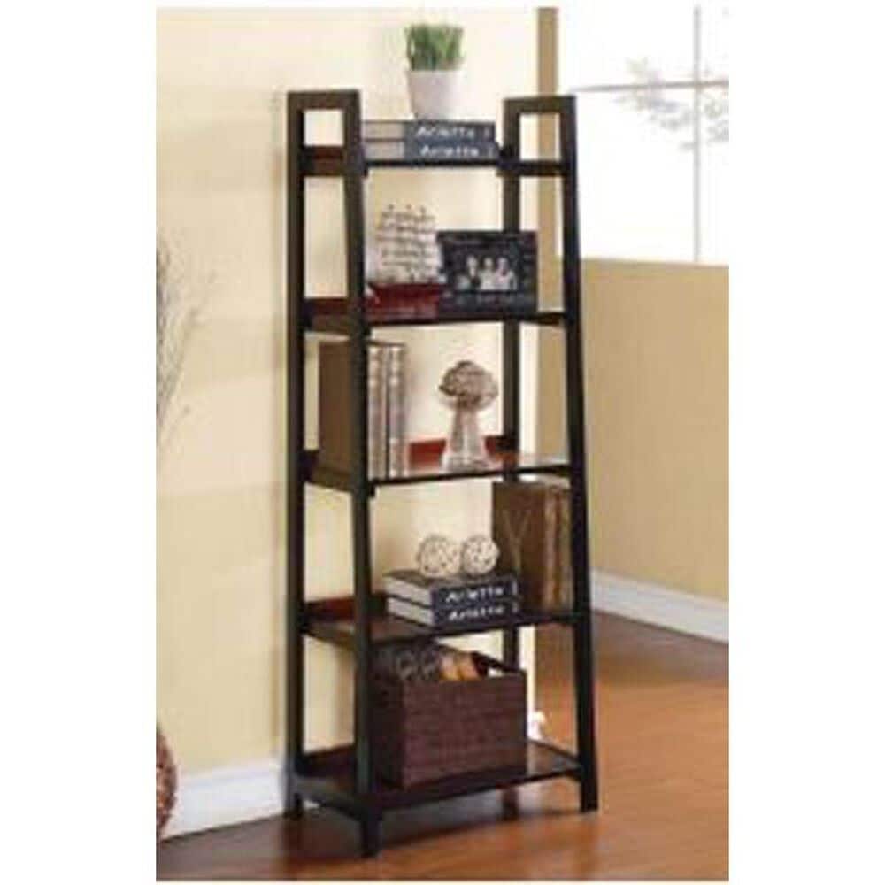 Linden Boulevard Camden Five Shelf Bookcase in Black Cherry, , large