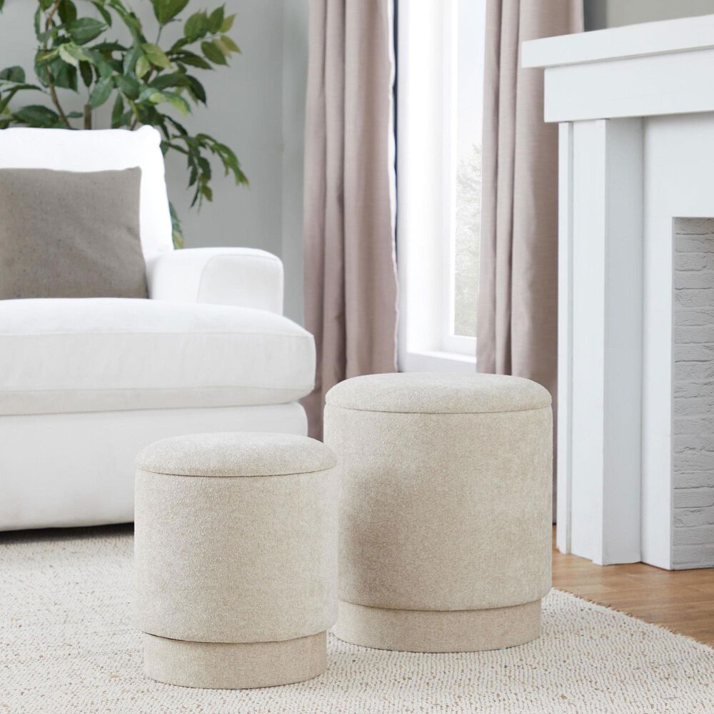 Lumisource Marla 2-Piece Upholstered Ottoman Set in Beige, , large
