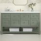 James Martin Vanities Breckenridge 60" Single Bathroom Vanity in Smokey Celadon with 3 cm White Zeus Quartz Top and Rectangular Sink, , large
