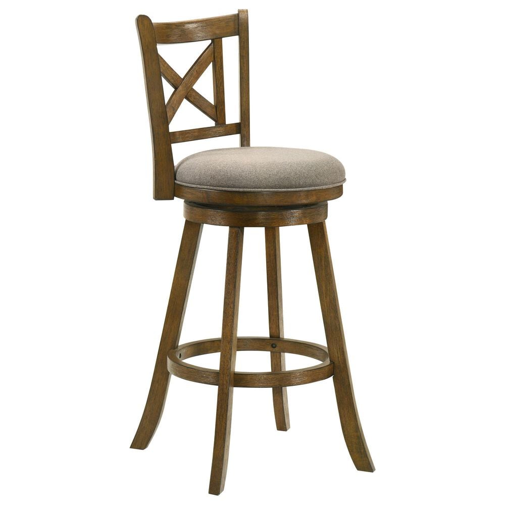 Armen Living Kodi Swivel Bar Height Stool with Static Gray in Sepia Brown, , large