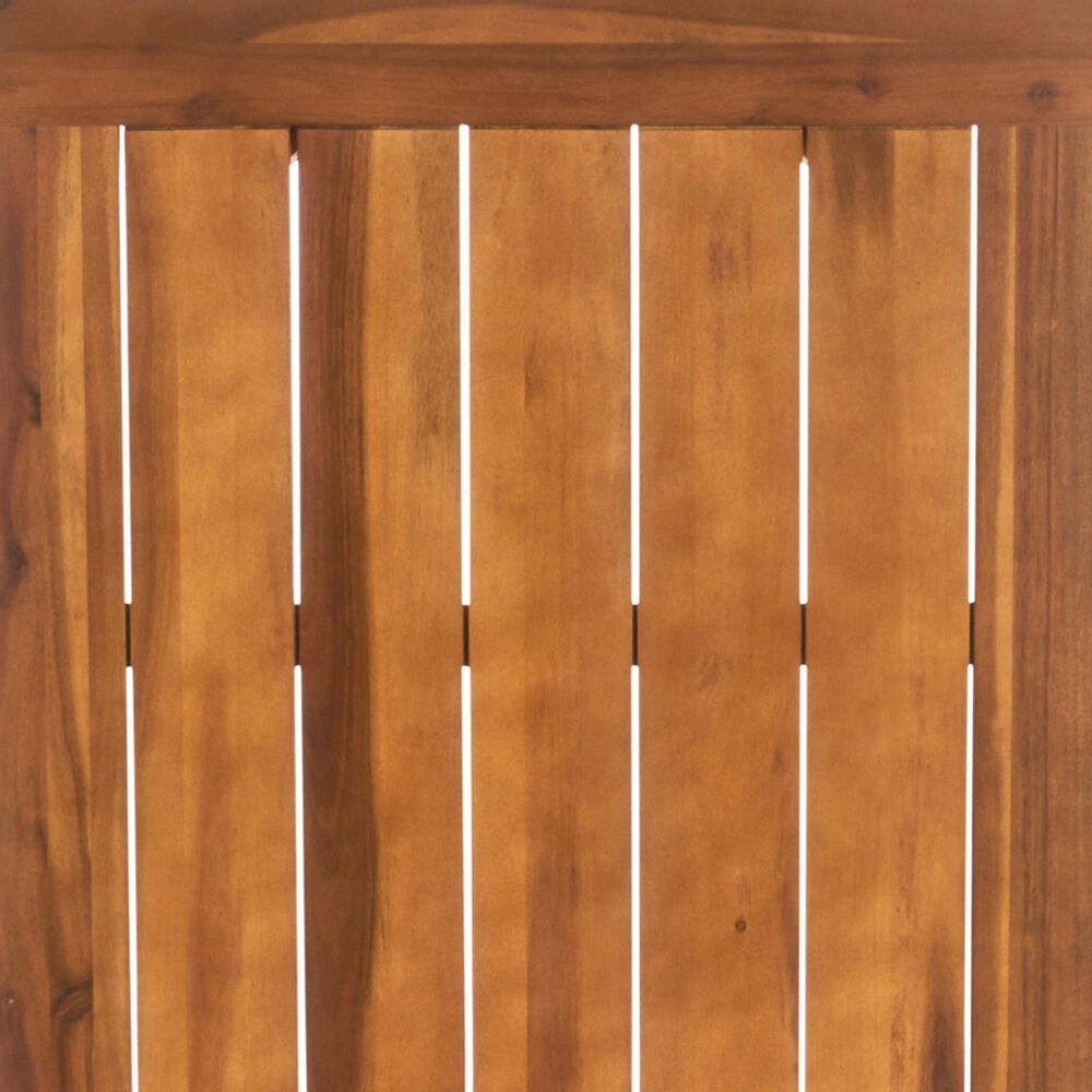 Hearth and Haven Della Outdoor Dining Table with Slatted Wood Top and Iron Frame in Teak, , large
