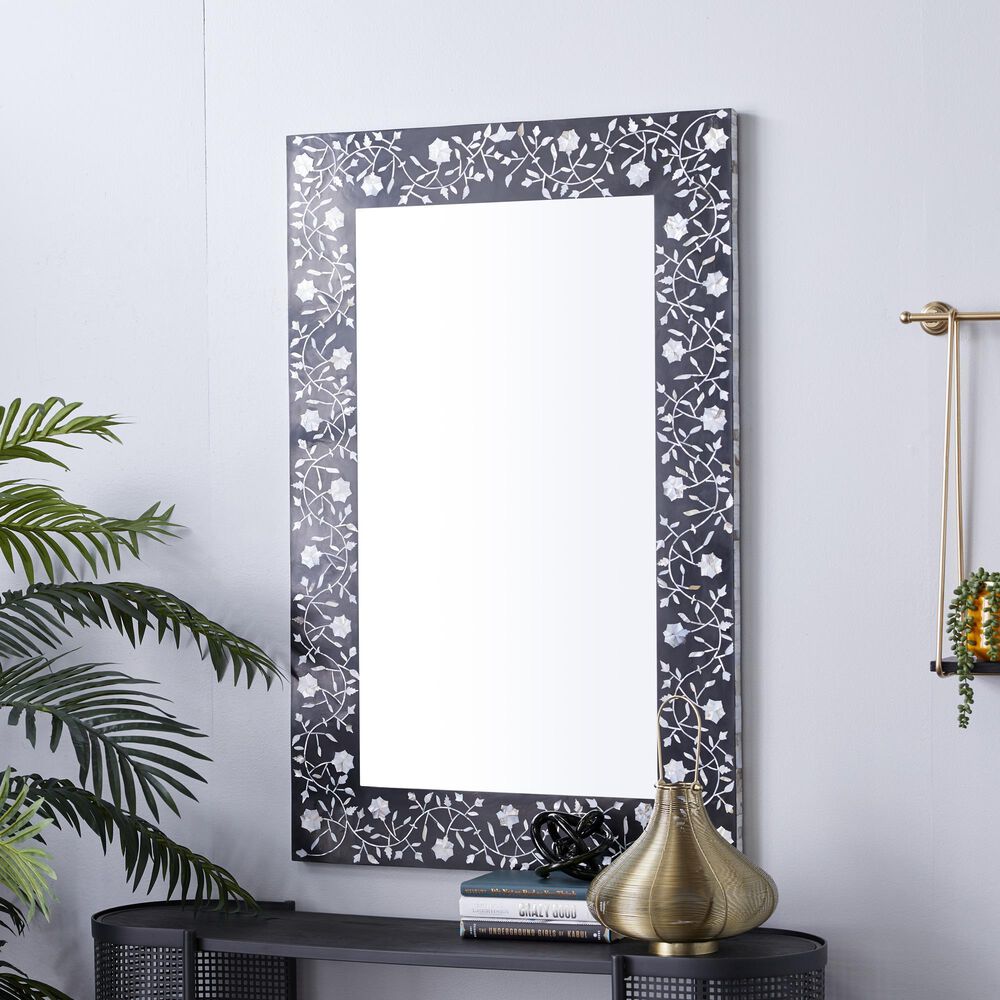 Maple and Jade 30&quot; x 47&quot; Wall Mirror in Black and White, , large