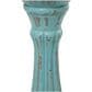 Maple and Jade Turned Pillar Decorative Candle Holder in Distressed Blue and Brown (Set of 3), , large