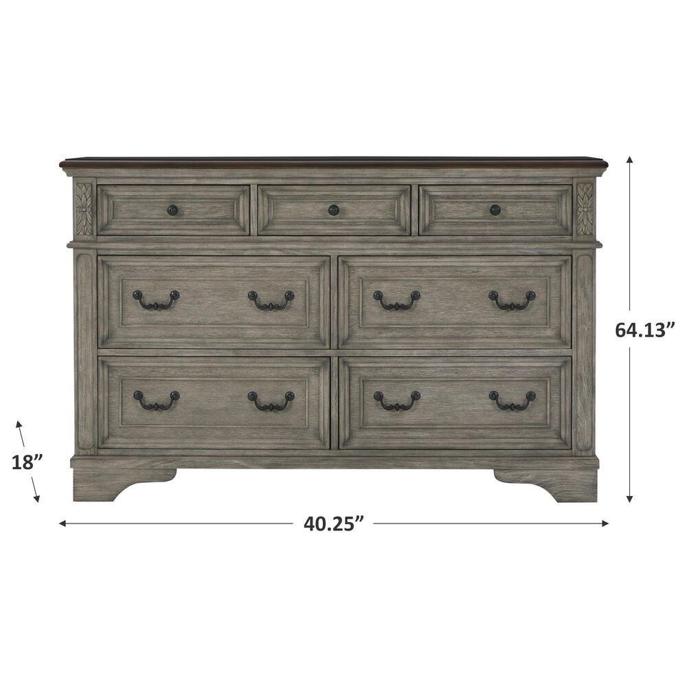 Ashley Lodenbay 7 Drawer Dresser in Antiqued Gray and Walnut Brown, , large