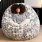 Jaxx Big Snuggler Luxe Faux Fur Floor Bean Bag Lounger in Phantom Grey, , large
