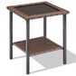 Sunwell Garden 18" Patio Square Side Table with Glass Top in Brown, , large