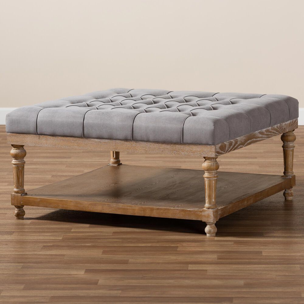 Baxton Studio Kelly Cocktail Ottoman in Grey, , large