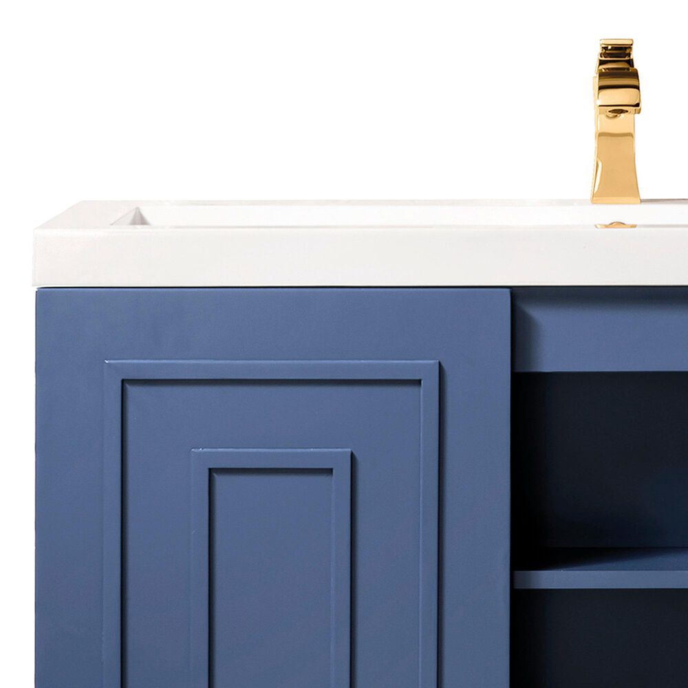 James Martin Vanities Alicante 39.5&quot; Single Bathroom Vanity in Azure Blue and Radiant Gold with 5 cm White Glossy Resin Top and Rectangular Sink, , large