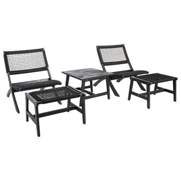 Safavieh Gresley 5-Piece Patio Chat Set in Black, , large