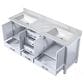Lexora Home Jacques 72" Double Bathroom Vanity in White with 2 cm White Carrara Marble Top and Rectangular Sinks, , large