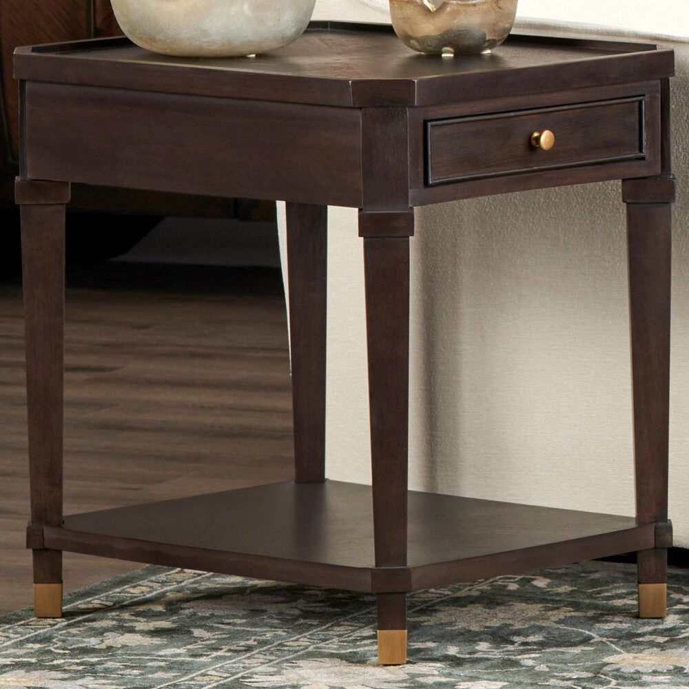 Slatehouse Carrington End Table in Dark Brown and Antique Gold, , large