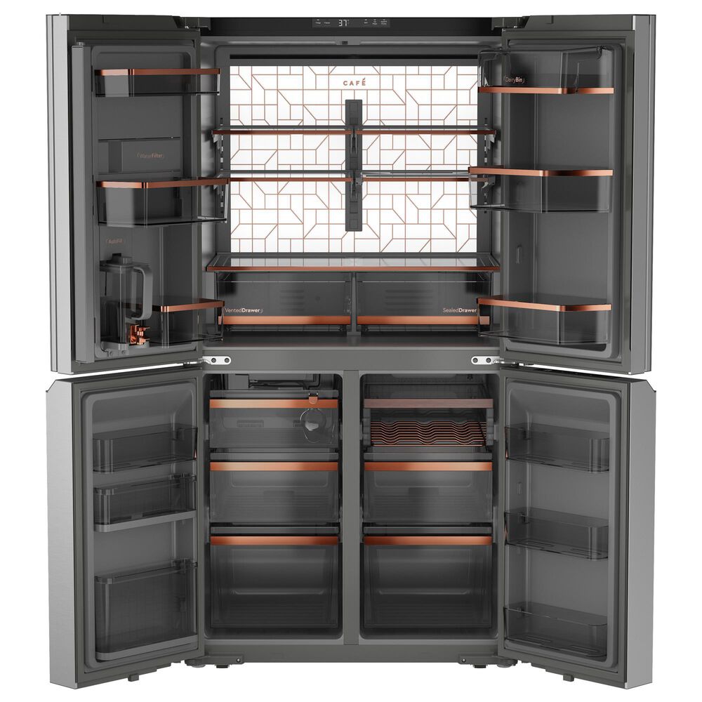 GE Appliances 22.9 Cu. Ft. Smart Counter-Depth Quad-Door Refrigerator in Platinum Glass, , large