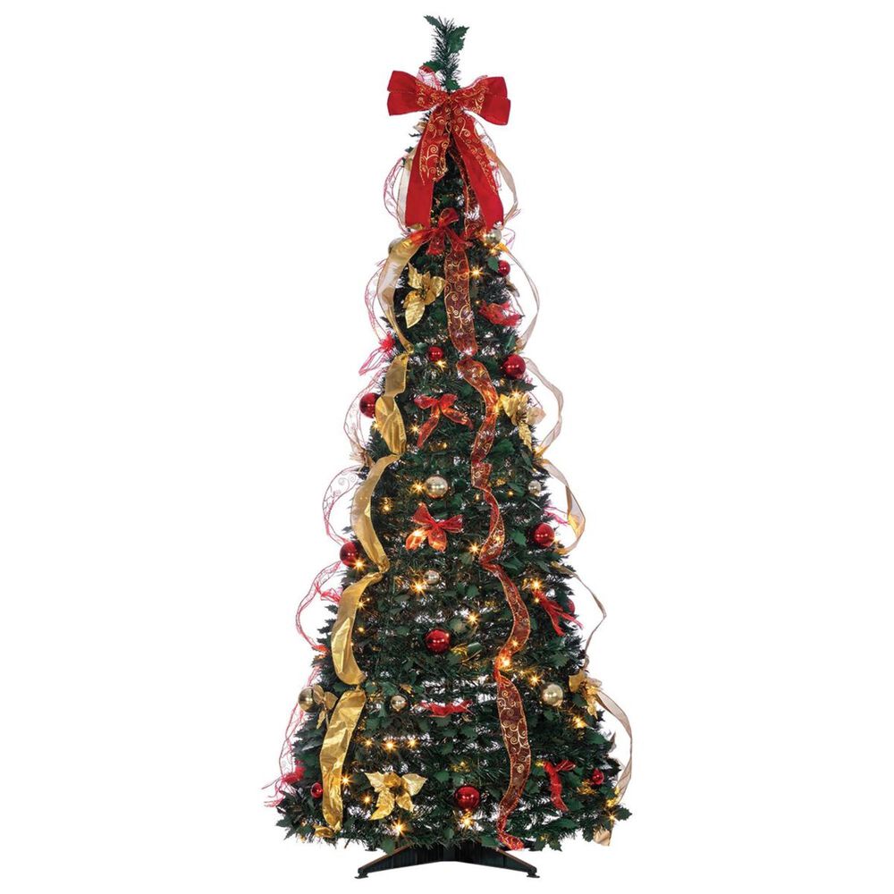 The Gerson Company Sterling 6" Pop Up LED Decorated Pine Tree with 150 UL Warm White LED Lights, , large