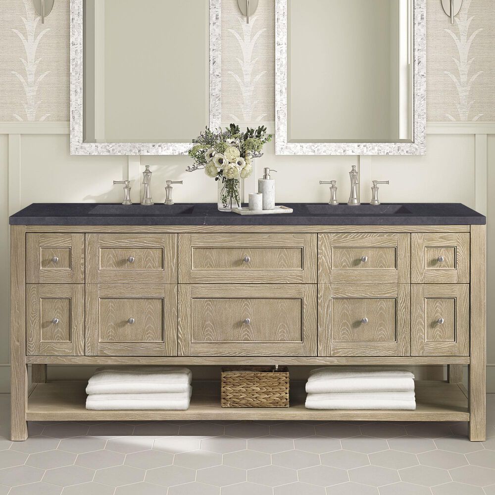 James Martin Vanities Breckenridge 72&quot; Double Vanity in Whitewashed Oak with 3 cm Charcoal Soapstone Quartz Top, , large