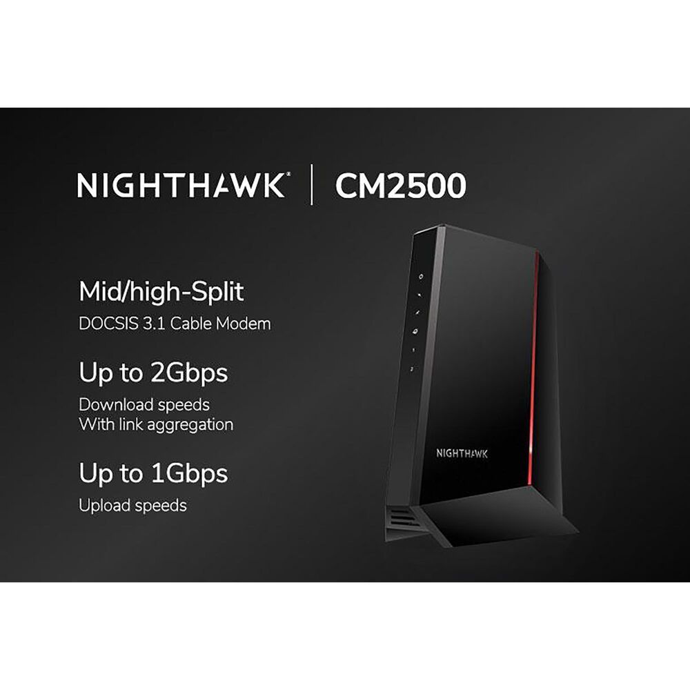 NETGEAR Nighthawk CM2500 Mid/High-Split Cable Modem in Black, , large