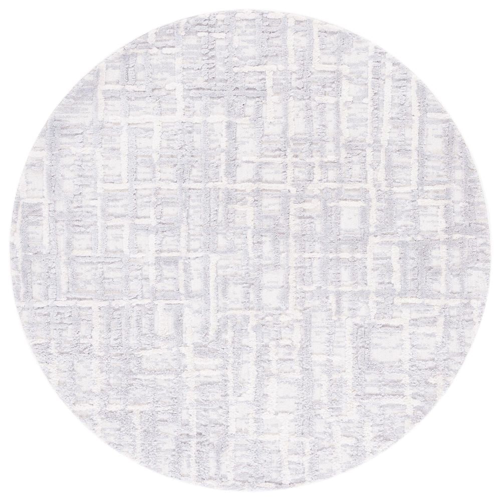Safavieh Marrakesh 6"7" Round Ivory and Dark Grey Area Rug, , large