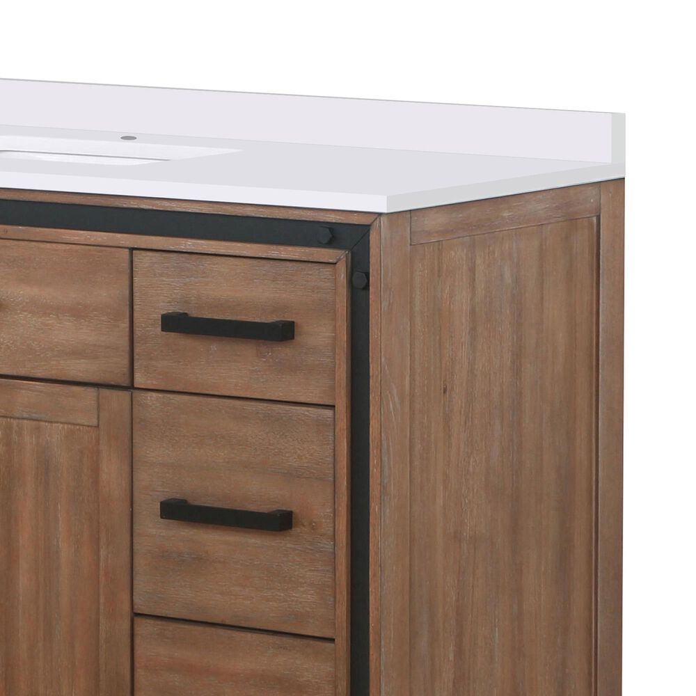 Lexora Home Ziva 48&quot; Single Bathroom Vanity in Rustic Barnwood with 2 cm White Quartz Top and Rectangular Sink, , large