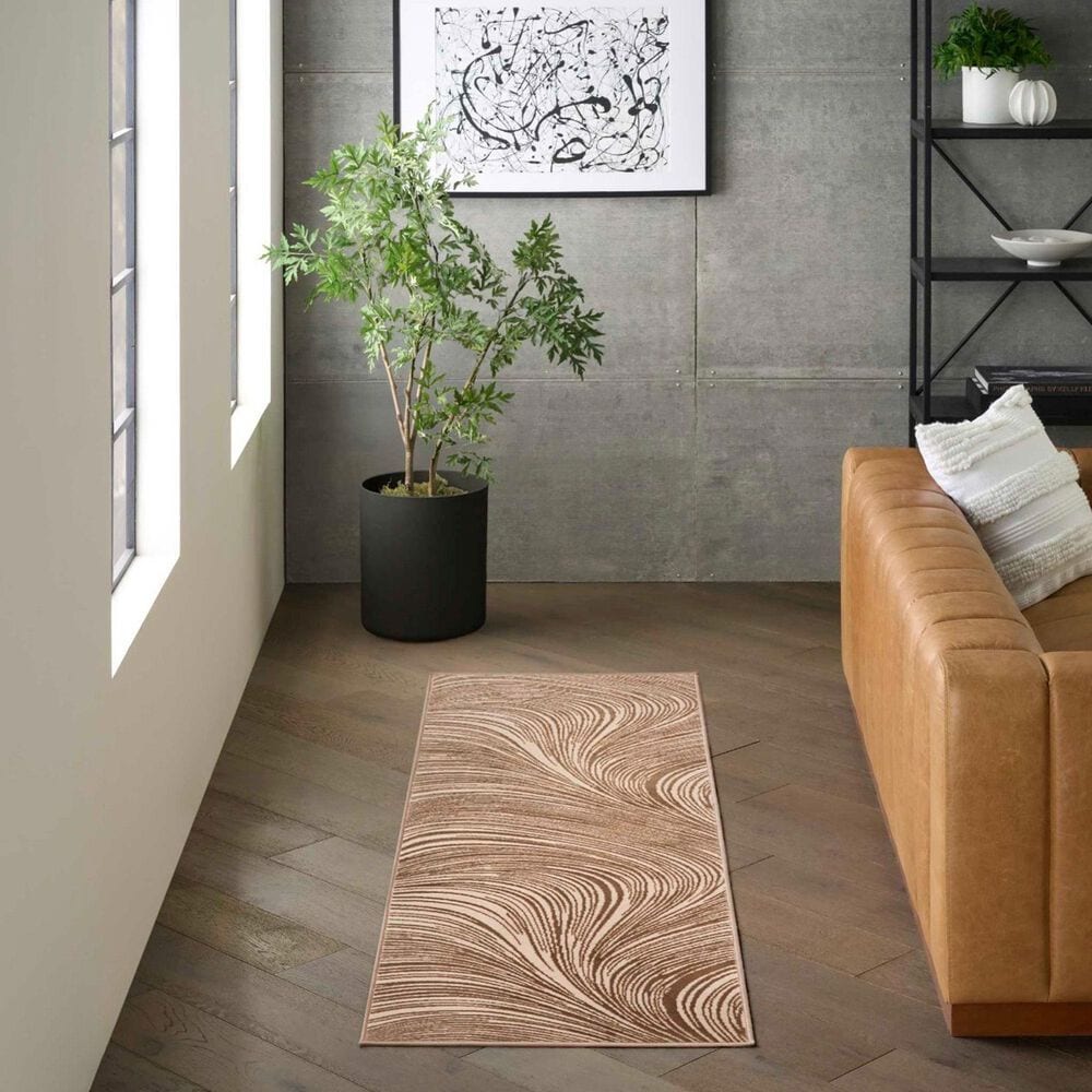 Nourison Central Park West CEP02 Beige and Brown 2&#39;2&quot; x 7&#39;6&quot; Runner, , large