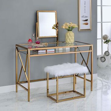 Furniture of America Lismore Vanity Bench in Champagne, , large