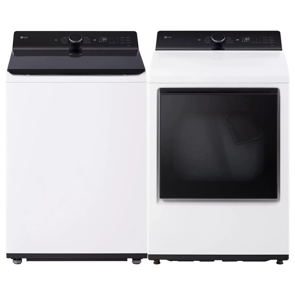 LG 5.3 Cu. Ft. Top Load Washer and 7.3 Cu. Ft. Electric Dryer with AI Sensing in Alpine White, , large