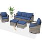 Sunwell Garden 14.2" Ottoman with Navy Cushion in Gray (Set of 2), , large