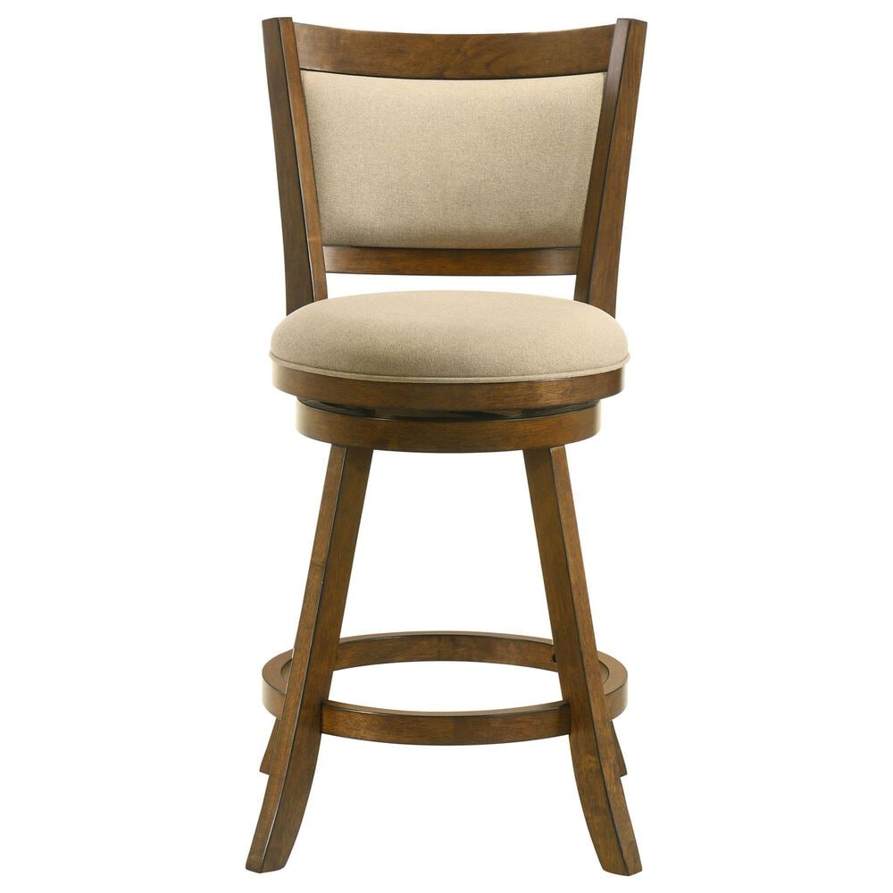 Armen Living Aiden Swivel Counter Height Stool with Gray Upholstery in Sepia Brown, , large