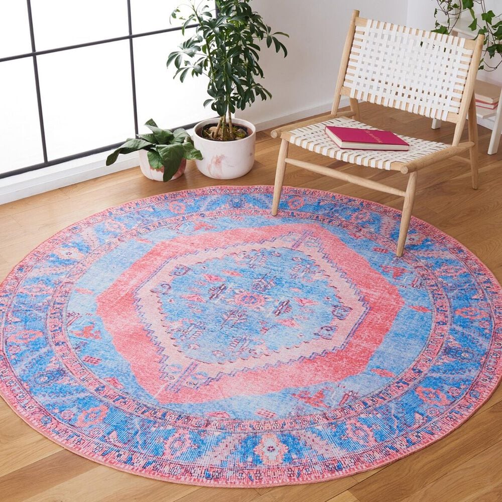 Safavieh Serapi 6&#39;7&quot; Round Light Blue and Beige Area Rug, , large