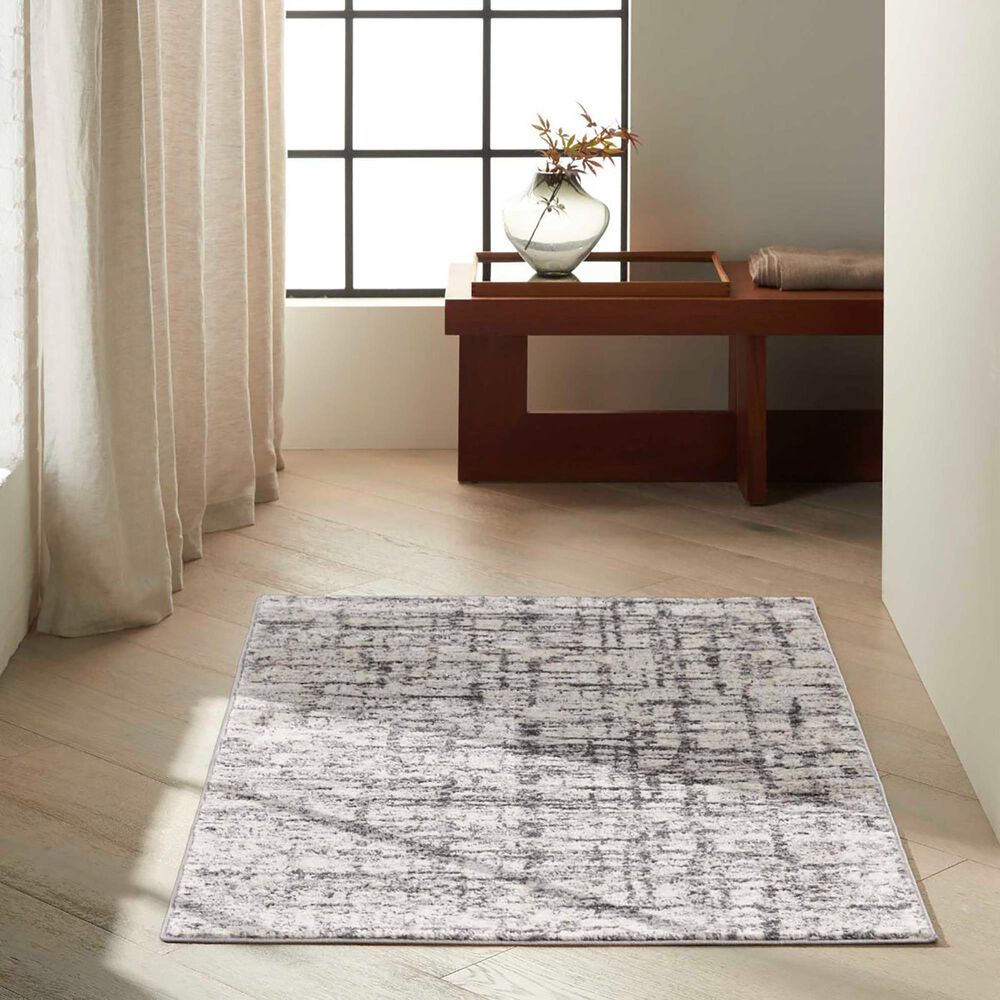 Nourison Rush 2&#39;2&quot; x 3&#39;9&quot; Ivory and Grey Area Rug, , large