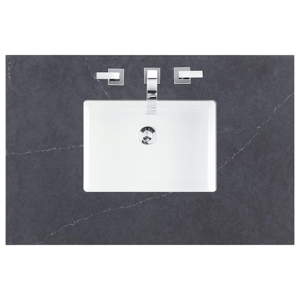 James Martin Vanities Brookfield 36&quot; Single Bathroom Vanity in Black Onyx with 3 cm Charcoal Soapstone Quartz Top and Rectangular Sink, , large