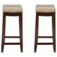 Linon Home Decor Claridge Bar Stool with Beige Cushion in Dark Brown (Set of 2), , large