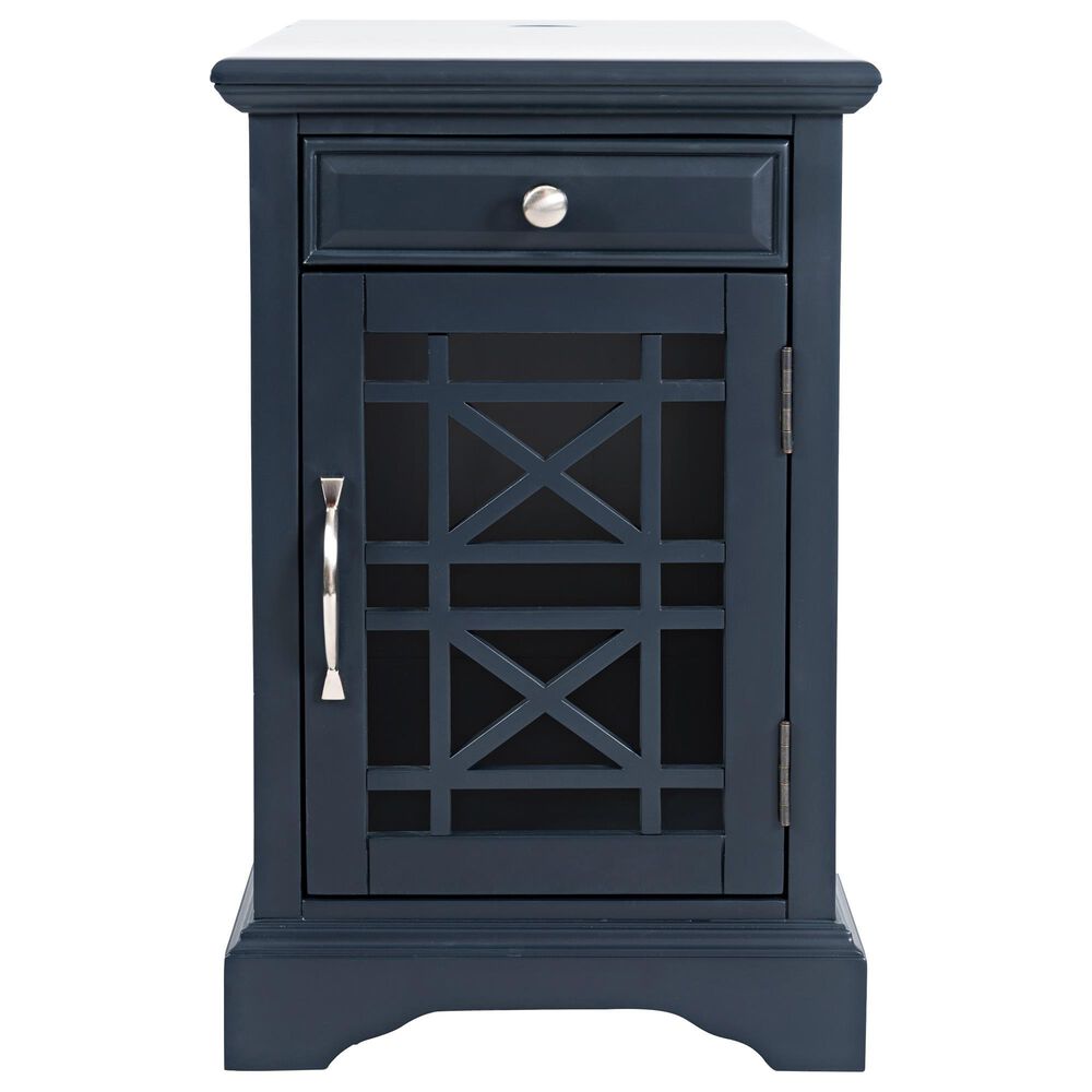 Waltham Craftsman Power Chairside Table in Navy Blue, , large