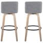 LumiSource Toriano Swivel Bar Stool with Grey Fabric Upholstery in Whitewashed and Black (Set of 2), , large