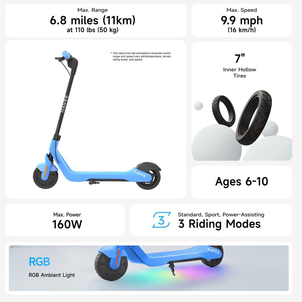 Navee K100 Smart Kids Electric Scooter in Blue, , large