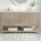 James Martin Vanities Breckenridge 60" Single Bathroom Vanity in Whitewashed Oak with 3 cm Ethereal Noctis Quartz Top and Rectangular Sink, , large
