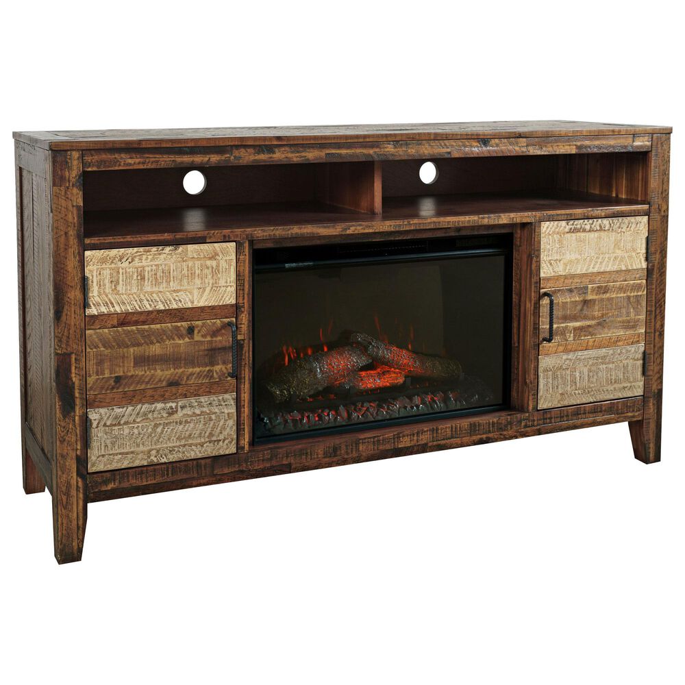 Jofran Painted Canyon 60" Electric Fireplace Media Console in Cannon Valley, , large