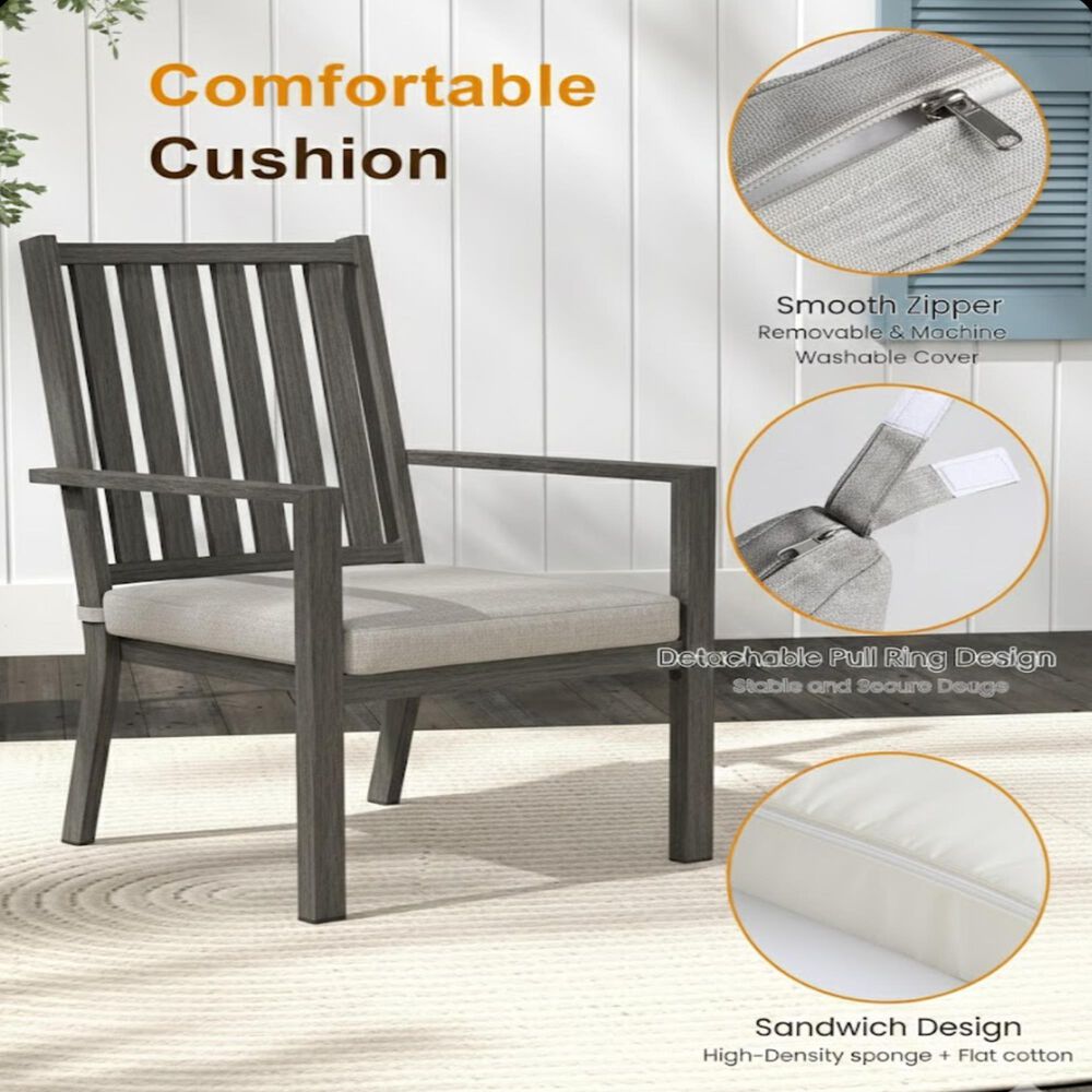Hearth and Haven Outdoor All-Weather Aluminum Dining Chair in Gray (Set of 4), , large