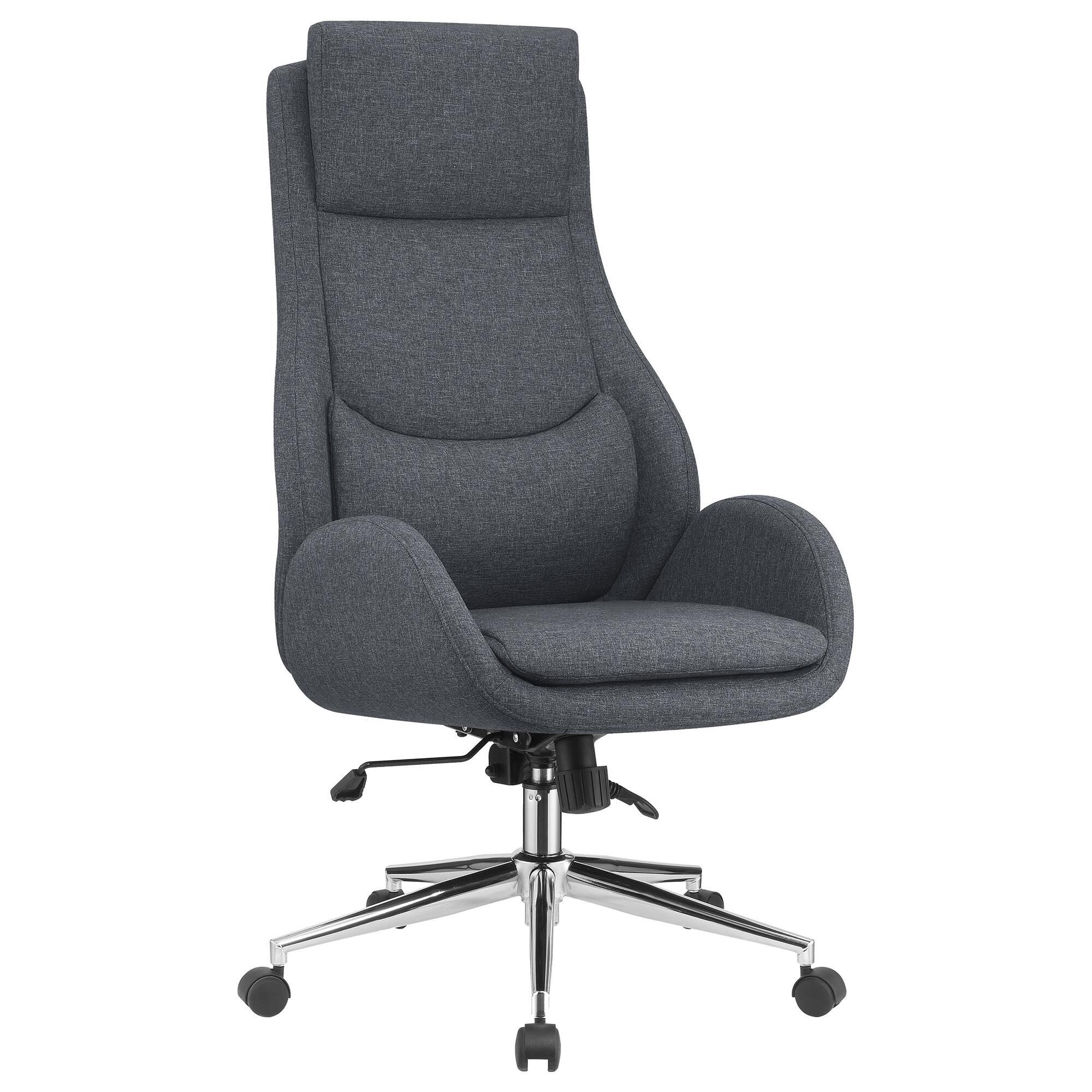 Pacific Landing Cruz Upholstered Desk Chair in Black and Chrome Shop NFM