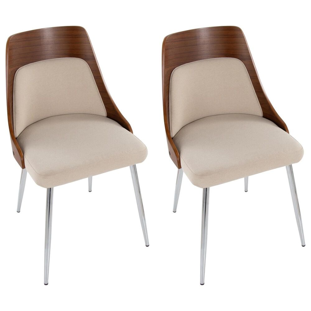 Lumisource Anabelle Side Chair with Cream Cushion in Chrome and Walnut &#40;Set of 2&#41;, , large
