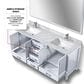 Lexora Home Jacques 72" Double Bathroom Vanity Cabinet Only in White and 70" Mirror, , large