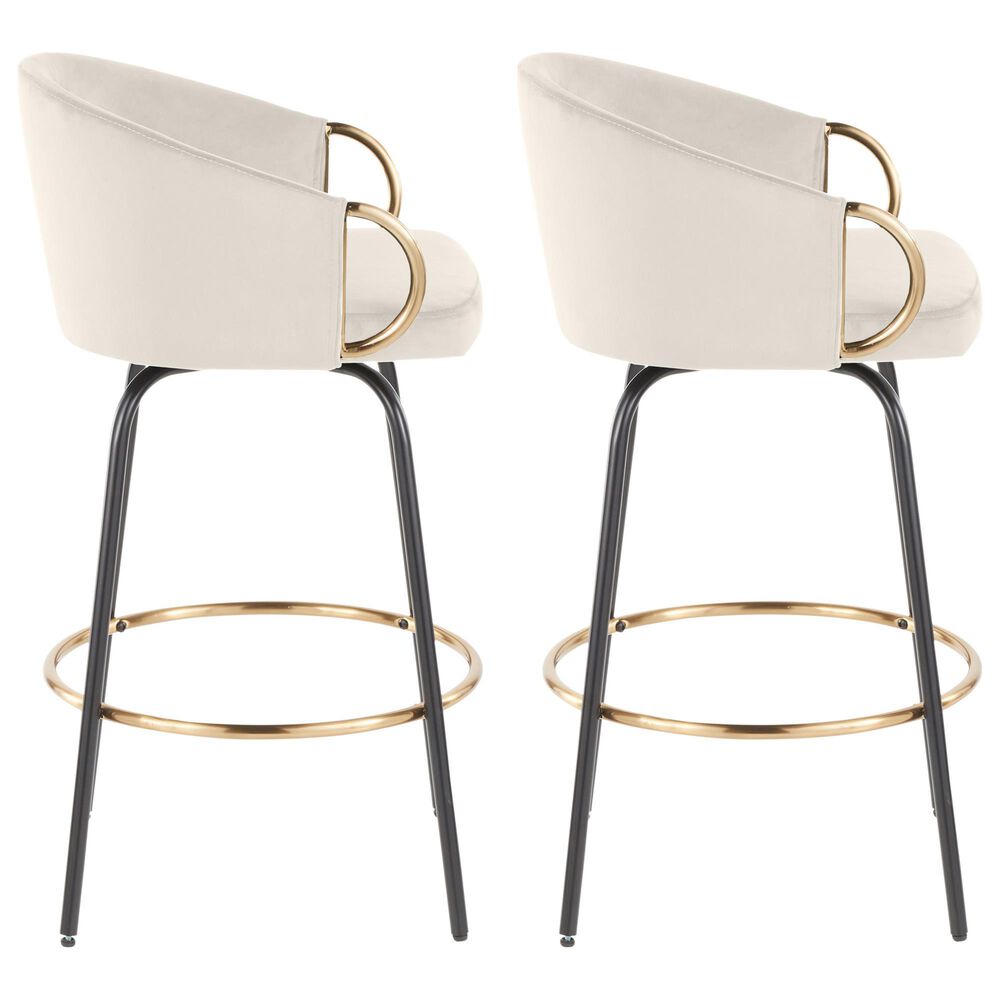 Lumisource Claire Swivel Counter Stool with Cream Cushion in Gold and Black &#40;Set of 2&#41;, , large