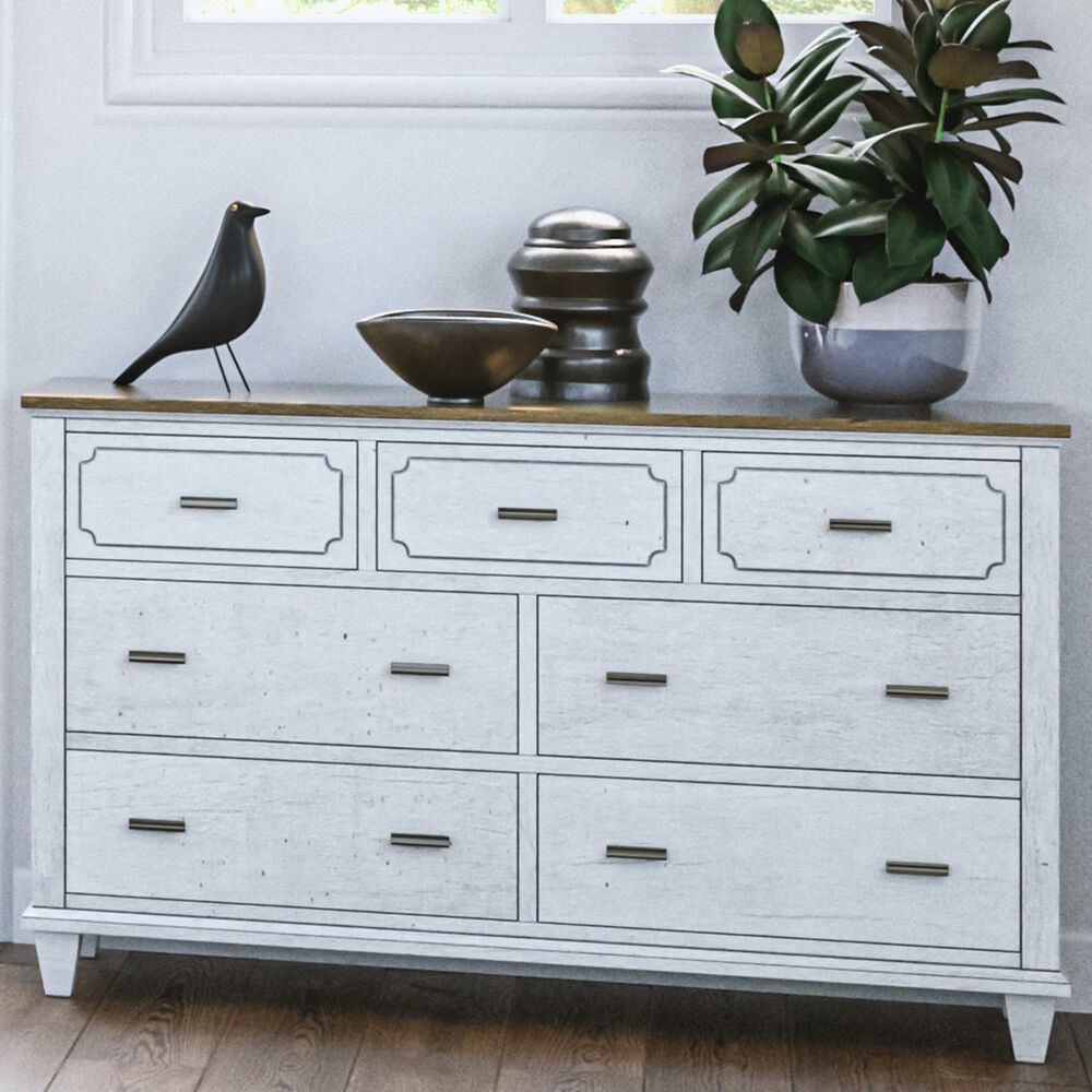 Flexsteel Newport 7 Drawer Dresser in Brown and Off White, , large