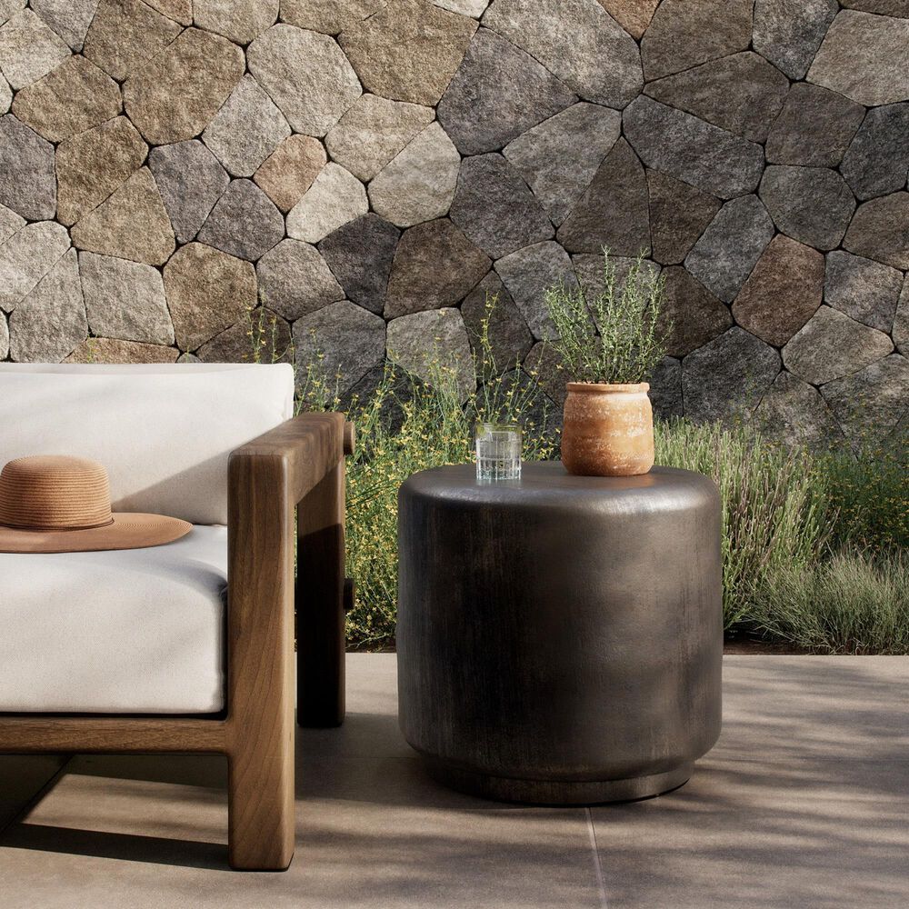 Four Hands Venetia Outdoor End Table in Distressed Bronze, , large