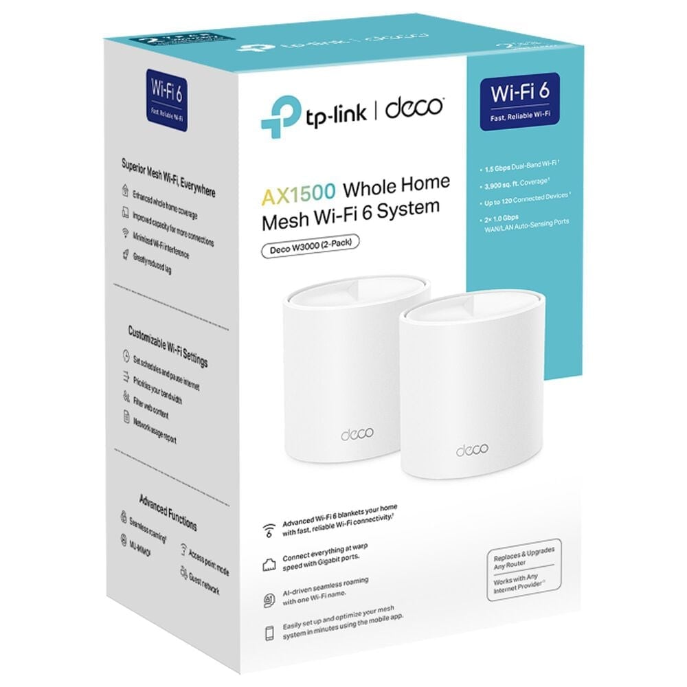 TP-Link Deco Whole Home Mesh Dual-Band Wi-Fi 6 System in White (2-Pack), , large