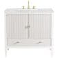 James Martin Vanities Myrrin 36" Vanity in Bright White with 3 cm Carrara White Marble Top, , large
