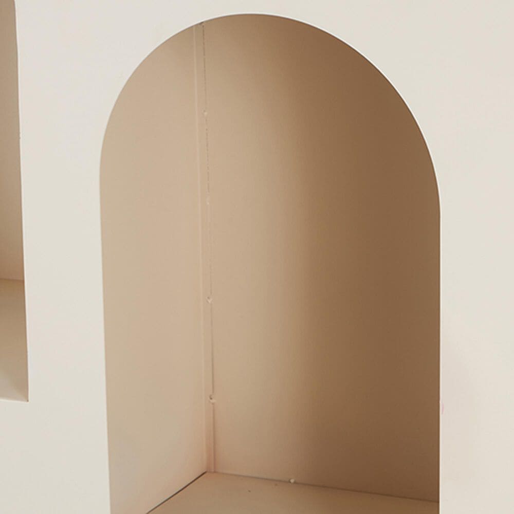 Maple and Jade 5-Shelf Geometric Storage Shelving Unit in Matte Cream, , large