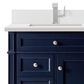 James Martin Vanities Brittany 30" Single Bathroom Vanity in Victory Blue with Single Hole 3 cm White Zeus Quartz Top and Rectangular Sink, , large
