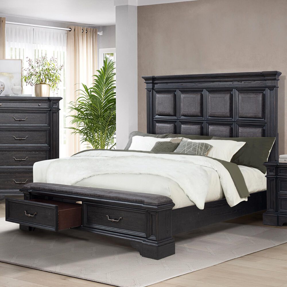 Sasha Lee Traditional King Storage Bed in English Oak, , large